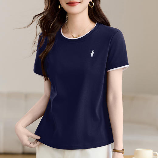 雀说正肩短袖t恤爆款高端女装修身上衣洋气半袖体恤衫AL20035 商品图2