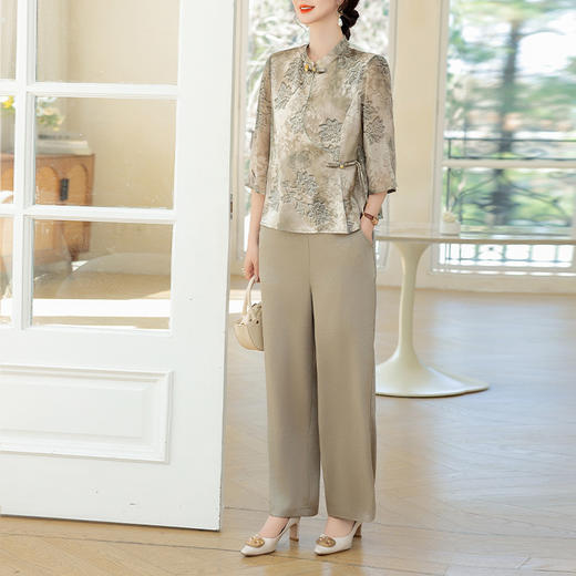 繁花似锦新中式国风两件套，浮雕印花气质中老年妈妈装HFC88232 商品图1