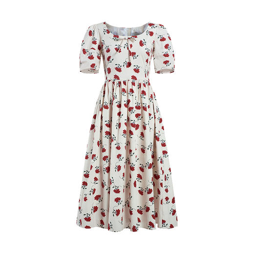 HeyDress原创扶桑花连衣裙女夏季法式高腰显瘦气质浪漫泡泡袖裙子 商品图4