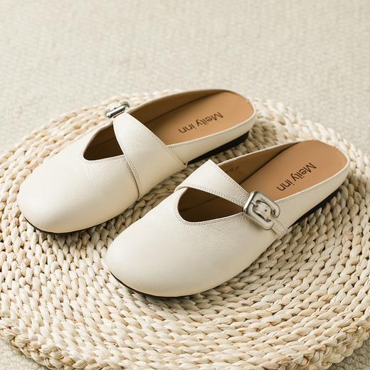 ✨🍃34-41码【半包拖鞋】20天发货，久站不累黑科技，牛皮面/羊皮里，半托穆勒鞋懒人鞋，2.5cm跟高，一脚蹬真皮包头半拖外穿懒人软底豆豆鞋 商品图6