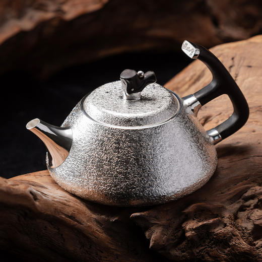 正山堂&故式联名 松泉映月正山石瓢纯银壶150cc 足银999银器手工锻造工艺 商品图3