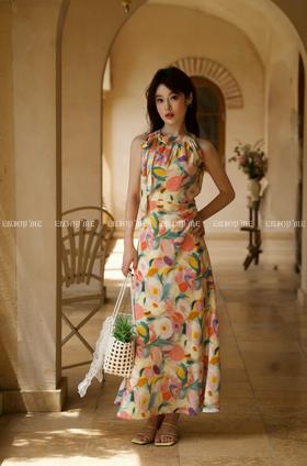 【门店同款】ENJOY夏季“悠然之境”挂脖油画裙 162404067