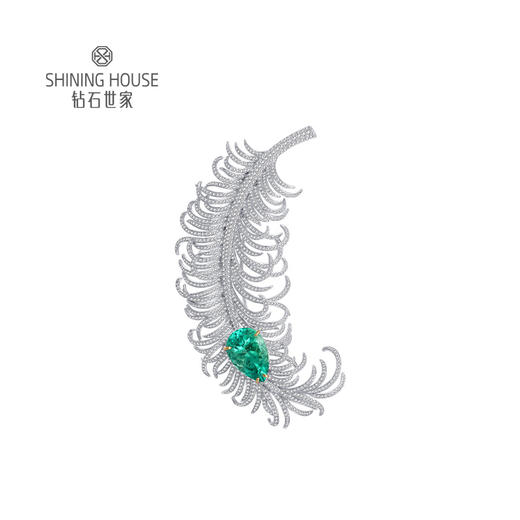 【祖母绿胸针】钻石世家 18K金祖母绿镶钻胸针  高级设计珠宝系列  祖母绿 拥有美丽的翠绿色 象征着幸运、幸福和万物盎然的生命力 商品图1