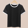 丁摩 盐系撞色拼接弹力正肩上衣新款高端灰色圆领短袖t恤女夏季5ZF-719 商品缩略图8