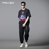 PINLI品立2025夏季新款男士宽松廓形哆啦A梦烫钻圆领短袖T恤上衣BG252111055 商品缩略图1