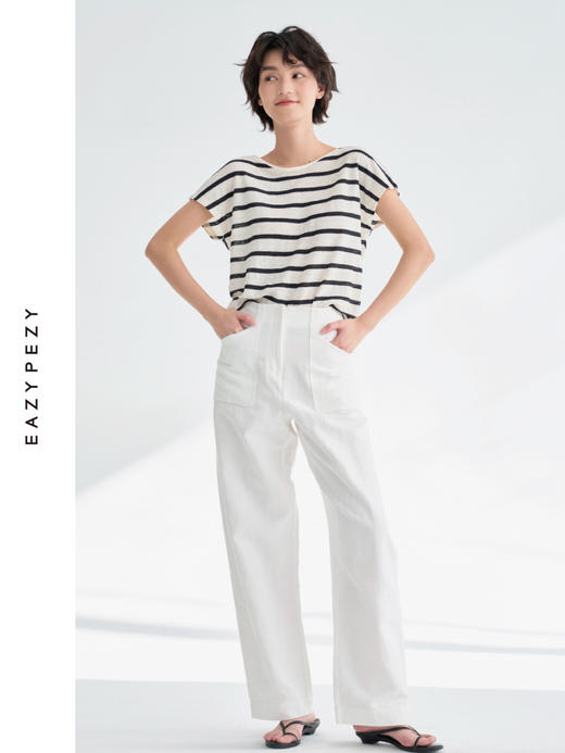 2025SS 有机亚麻条纹短袖针织衫 商品图3