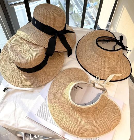 出游遮阳护盾！澳洲贵妇HK草帽  原厂四款拉菲草帽合集  新色黑织带空顶/白织带空顶/平顶/圆顶 商品图1