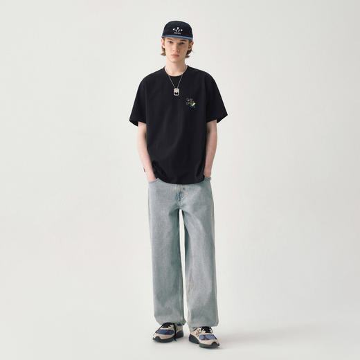 714street重磅260g泳池印花纯棉短袖T恤男25夏季新款宽松情侣体恤 商品图3