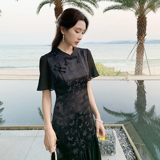 【清仓超15天不保价】奢姿大码女装2025夏季气质小立领连衣裙胖妹妹拼接时尚旗袍裙子9952890373【1】 商品图2