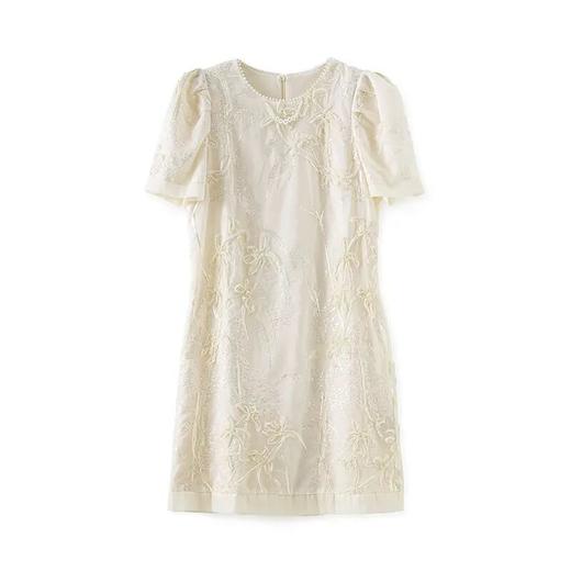 【高货wl】全新升级【铂金会员293/天猫399/差价106】(92658) 洛诗琳高品质精致优雅法式亮片盘花刺绣琉璃纱短袖连衣裙 商品图4