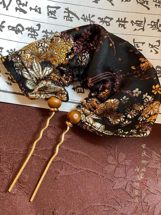 新中式扇形刺绣花纹簪子冷淡风高级感国风马面裙发簪盘发发钗步摇 商品图5