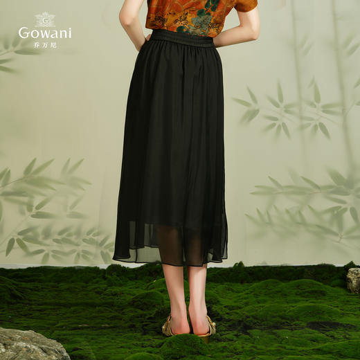 乔万尼100%桑蚕丝半身裙国风刺绣设计真丝半裙EM2D812 商品图1