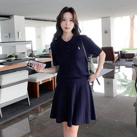 奢姿大码女装2025夏季气质POLO领百褶两件套胖妹妹时尚针织套装9452969725