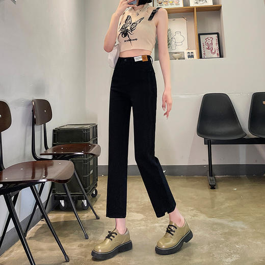 丁摩 法棍直筒牛仔裤女八分新款小个子高腰九分烟管裤子春秋小个子5ZF-5925 商品图5