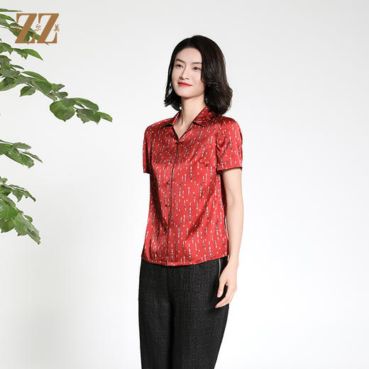 佐尔美夏季新款 新中式国风气质桑蚕丝衬衣女M42CS23 商品图3