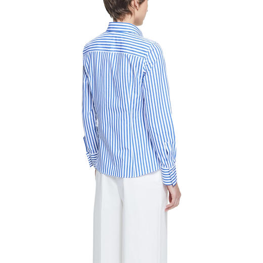 CHCH2025春夏休闲蓝色条纹时髦衬衫女上衣修身设计感通勤衬衣 商品图3