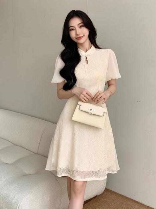 奢姿大码女装2025夏季胖妹妹新中式改良蕾丝旗袍温柔气质连衣裙9952853189 商品图4