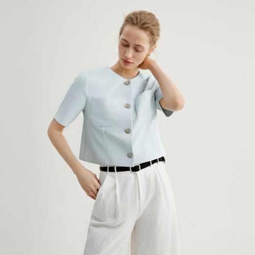 【商场同款】麦檬夏实穿主义百搭冰点蓝短外套5F6113001 商品图0