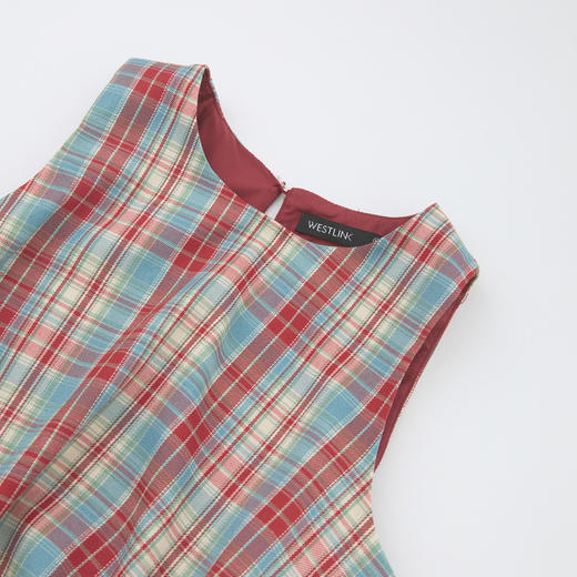 【复古多巴胺】不规则设计感彩色格子衬衣女夏季背心上衣V1050592 商品图5