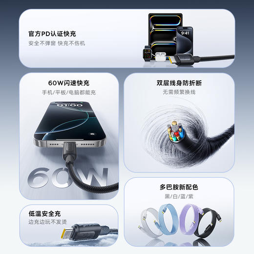 倍思 开元系列 快充数据线 Type-C to Type-C 60W 商品图6