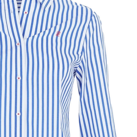 CHCH2025春夏休闲蓝色条纹时髦衬衫女上衣修身设计感通勤衬衣 商品图4