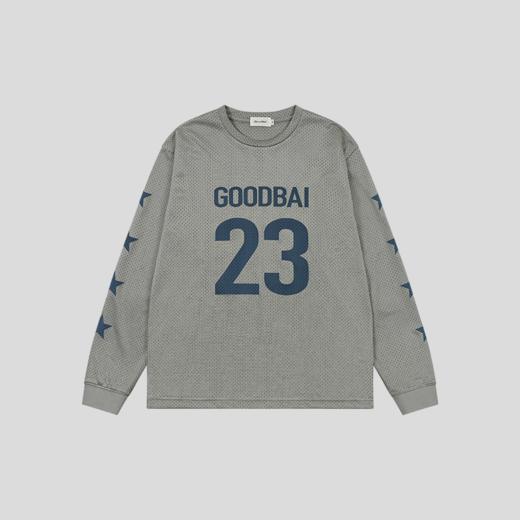 GOODBAI 23编号logo星星印花撞色圆领网面长袖卫衣 商品图3