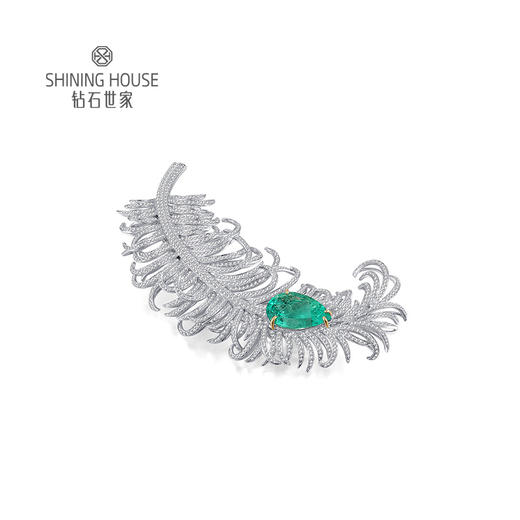 【祖母绿胸针】钻石世家 18K金祖母绿镶钻胸针  高级设计珠宝系列  祖母绿 拥有美丽的翠绿色 象征着幸运、幸福和万物盎然的生命力 商品图0
