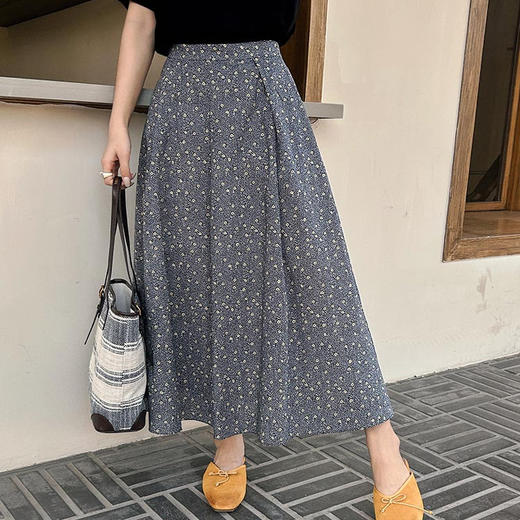 洛诗琳34403气质碎花半身裙2025夏季新款高腰显瘦A字裙女0561 商品图2