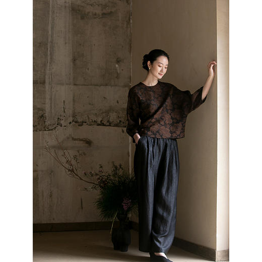 牧衣游原创 铁木机织半手工罗莨绸套头衫高级感复古真丝上衣 雪云 商品图2