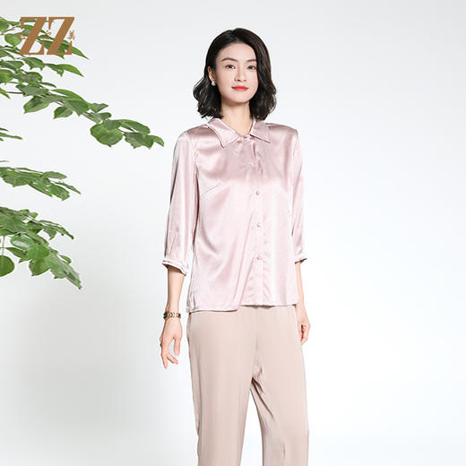 佐尔美夏季新款新中式国风时尚气质桑蚕丝长袖衬衣女M42CS41 商品图1