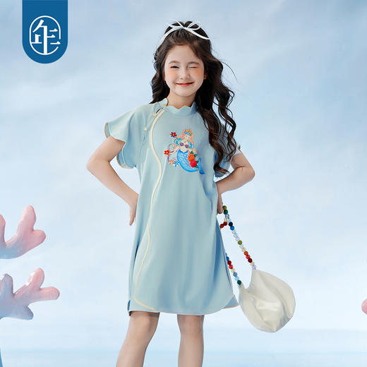 年衣童装2025夏季新款新中式甜美表演服礼服海月贝蒂旗袍裙 商品图3