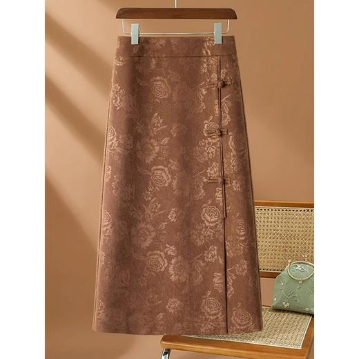 丁摩 高端黑色半身裙女春秋季新款复古国风印花直筒裙包臀a字裙子5ZF-2356 商品图0