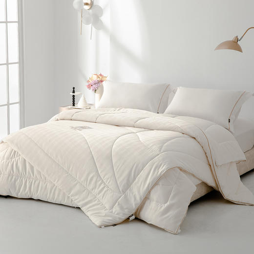 多喜爱 臻享羊绒大豆双蛋白子母被【升级拉链款】【提花磨绒面料】【A类标准】【织带工艺】 【绣花&烫钻】双蛋白呵护 加厚加重 分区绗缝不跑被 商品图1