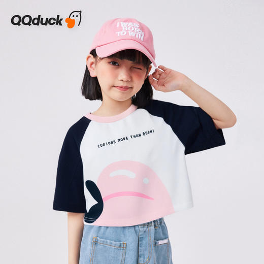 【凉感索罗那科技棉】【120-165】【可可鸭】女童短袖T恤休闲短款上衣 商品图4