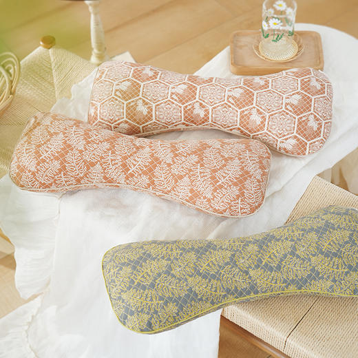 凤尾蕨系列艾草荞麦枕颈椎枕荞麦壳圆枕头睡眠支撑专用护颈枕成人高端 商品图0