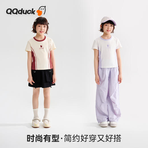 【120-165】【可可鸭】女童夏季短袖T恤休闲短款上衣（95%棉 5%氨纶） 商品图9