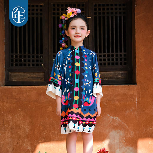 年衣童装女童旗袍2025新款女孩中式国风连衣裙青罗多多民族旗装 商品图3