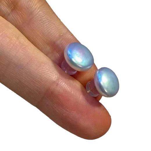 丁摩 巴洛克天然淡水珍珠纽扣耳钉女S925纯银银针春夏异形耳饰5ZF-029 商品图4