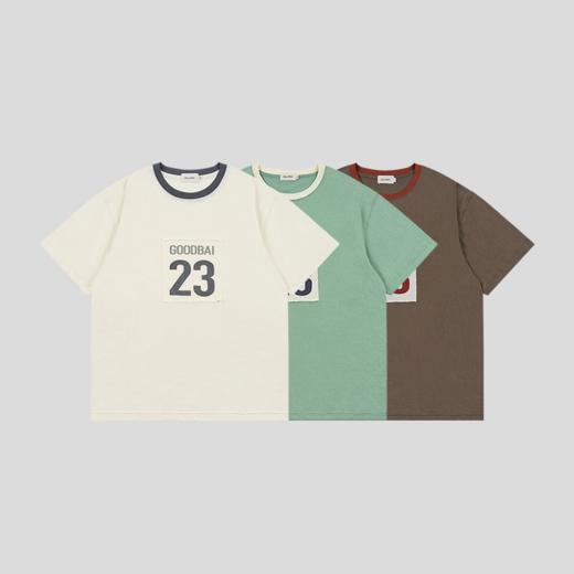 GOODBAI 23编号logo印花撞色oversize柔软短袖T恤 商品图1