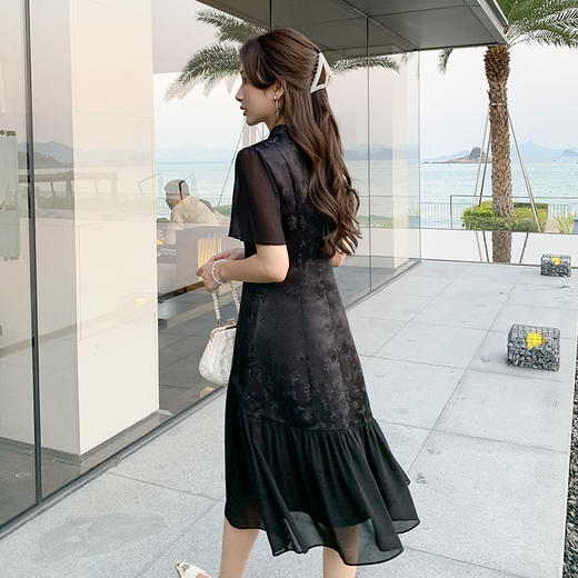 【清仓超15天不保价】奢姿大码女装2025夏季气质小立领连衣裙胖妹妹拼接时尚旗袍裙子9952890373【1】 商品图3
