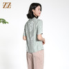 佐尔美夏季新款新中式国风时尚气质100%桑蚕丝短袖衬衣女M42CS85 商品缩略图3