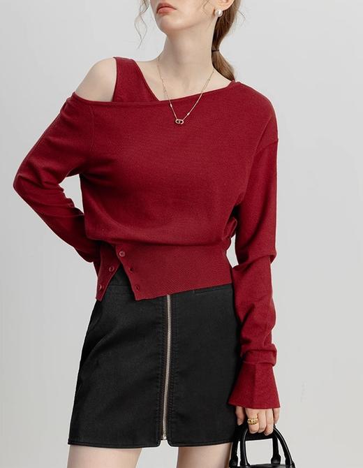 设计师款两件套斜肩针织棉显瘦时髦背心＋罩衫 商品图6