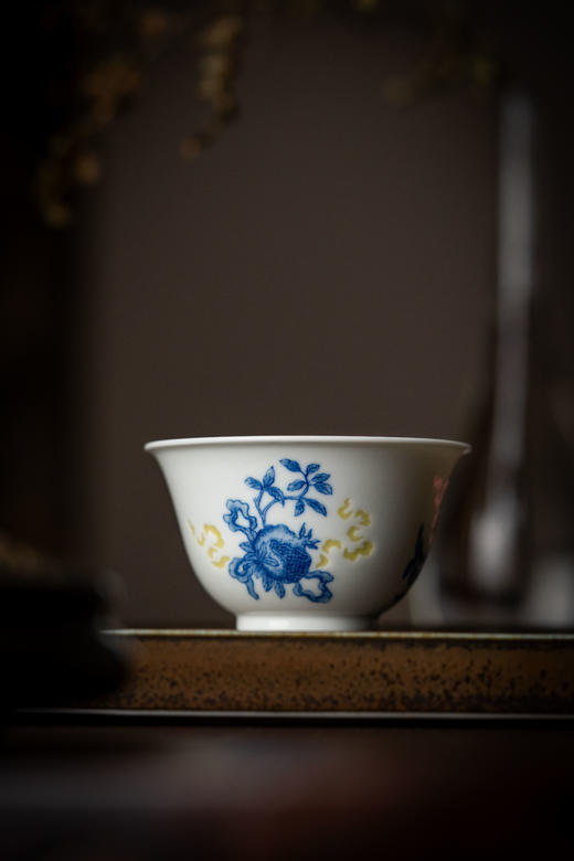 富玉窑  景德镇全手工青花玲珑三多福手作茶器品茗杯主人杯 商品图1