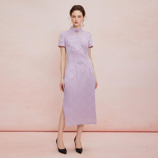 QF8252025新款宴会优雅复古修身复古提花纹中长款旗开得胜旗袍 商品图3