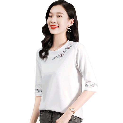 雀说新款夏季宽松上衣爆款半袖洋气中袖打底衫AL220191 商品图4