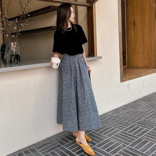 洛诗琳34403气质碎花半身裙2025夏季新款高腰显瘦A字裙女0561 商品图0