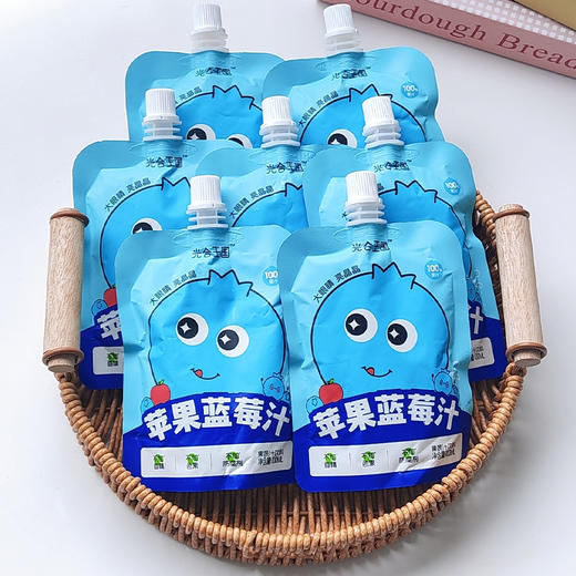 【配料表干净简单】苹果蓝莓汁 100ml/袋 商品图1
