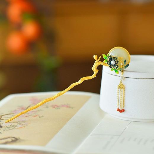 新中式发簪古风天然石头小众钗子流苏步摇盘发饰品 商品图6