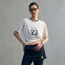 GOODBAI 23编号logo印花撞色oversize柔软短袖T恤