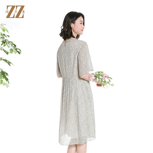 佐尔美夏季新款时尚气质100%桑蚕丝短袖连衣裙女M42LS25 商品图4